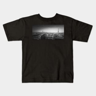 Black and white Paris panorama Kids T-Shirt